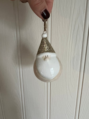 Hanging Santa with Gold Glitter Hat