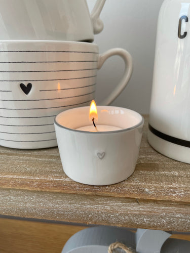 Small Ceramic Grey Heart T-light Holders