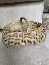 Load image into Gallery viewer, Rattan Market Basket with Hessian Lining