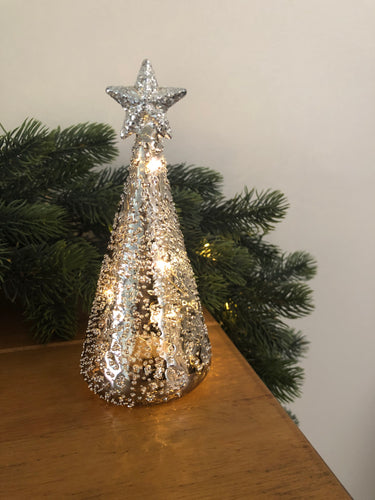 Grey Glass LED Christmas Tree Small