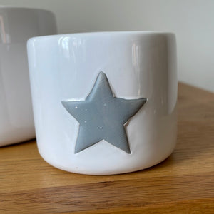 Set of 3 grey star white pots - SECONDS
