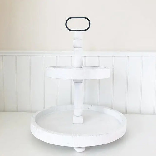 American Tiered Tray, Round in White