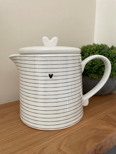 Stripes and Heart Tea Pot