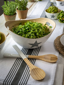 Bamboo Salad Bowl with Servers