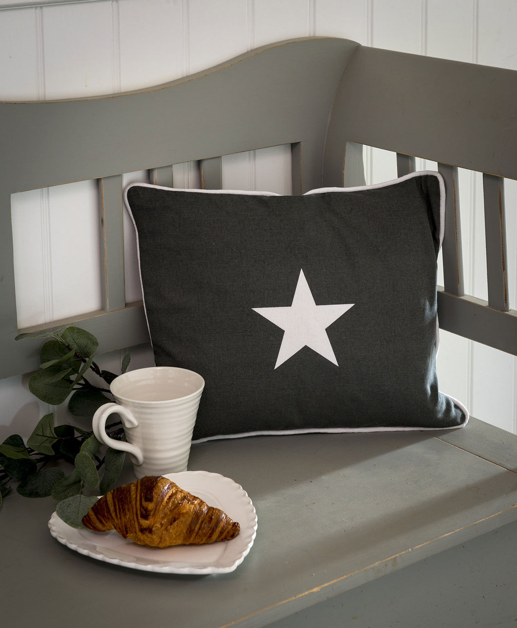 Grey Star Rectangle cushion with Feather Pad