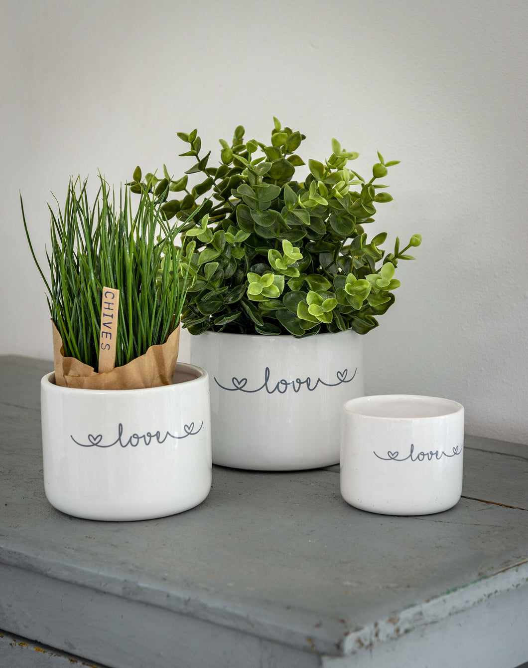 Set of 3 LOVE pots