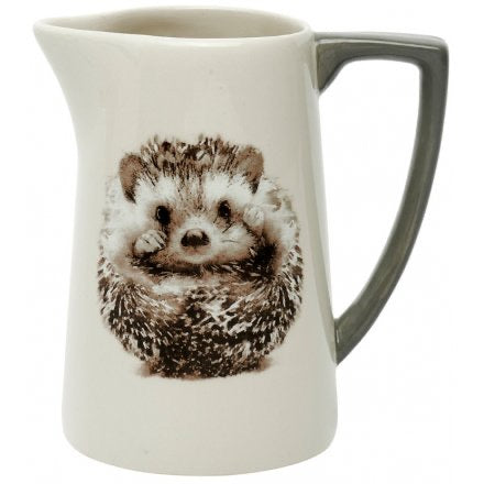 Grey And White Ceramic Hedgehog Jug