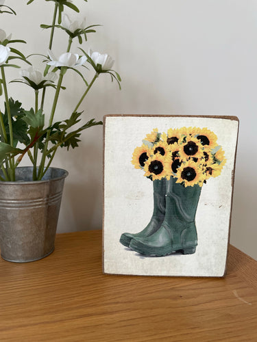 Sunflowers & Wellies Block