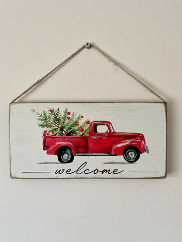 Red Truck Welcome Sign