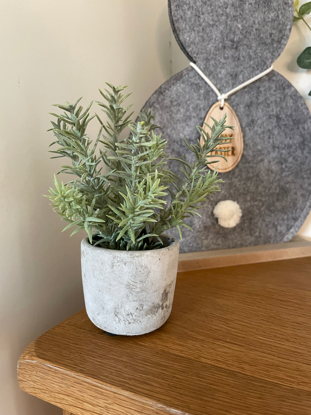 Faux Rosemary Plant in Stone Pot
