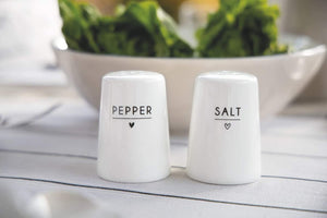 Ceramic Salt and Pepper Pots Black Text