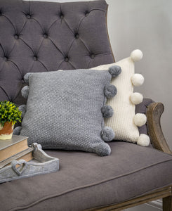 PomPom Cushions - Grey or Charcoal