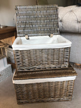 Load image into Gallery viewer, Antique wash, lined storage hamper