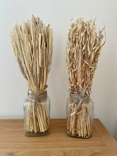 Dried Grass Bunches in Glass Jar