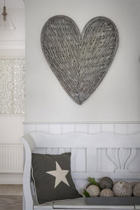 Wicker Heart in Grey 70cm