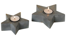 Load image into Gallery viewer, Set of 2 Grey star t-light holders