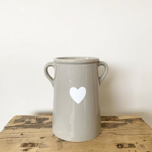 Grey Vase Pot with white heart