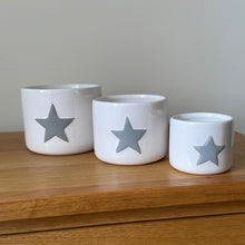 Load image into Gallery viewer, Set of 3 grey star white pots - SECONDS