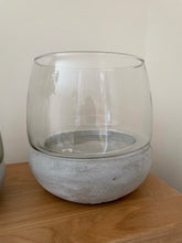 Load image into Gallery viewer, Glass Hurricane Lantern with Concrete Base