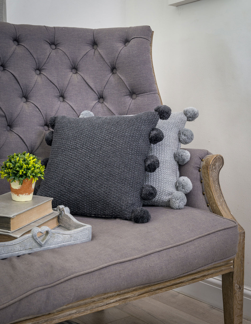 PomPom Cushions - Grey or Charcoal